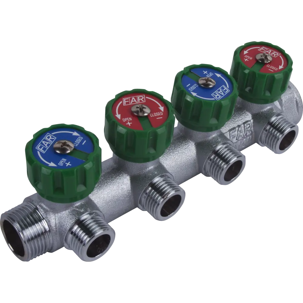 Коллектор Far FK 3824 3412TP на 4 выхода 3/4″x1/2″ наружная резьба